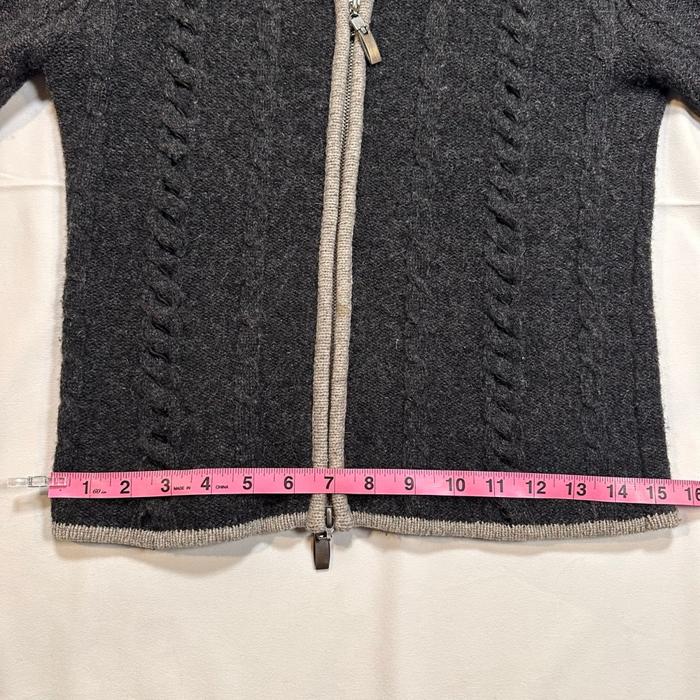 VTG 90s Twiggy Lambswool Hooded Zip Cardigan Minimal Knit Sweater | XS/S - Picture 8 of 11